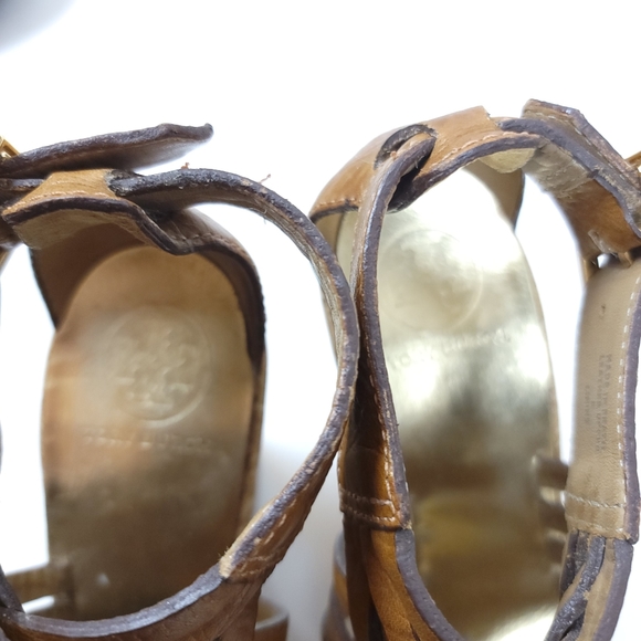 Tory Burch cork Strappy Wedge Platform Sandals Leather Shoes - Picture 12 of 14